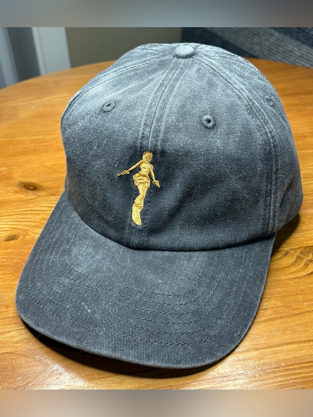 Vintage Lara Croft Tomb Raider Charcoal Fade Wash Strapback Dad Hat OSFA EUC